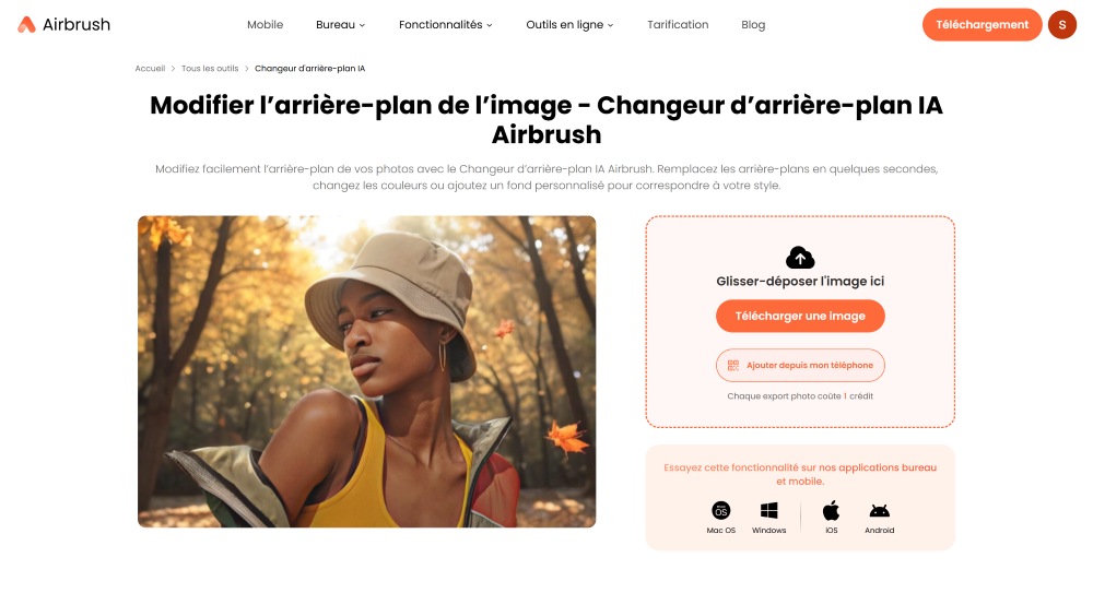 Airbrush Web Screenshot FR - change background main page