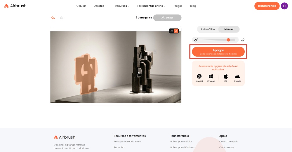 Airbrush Web Screenshot PT - remove shadow ai object remover remove
