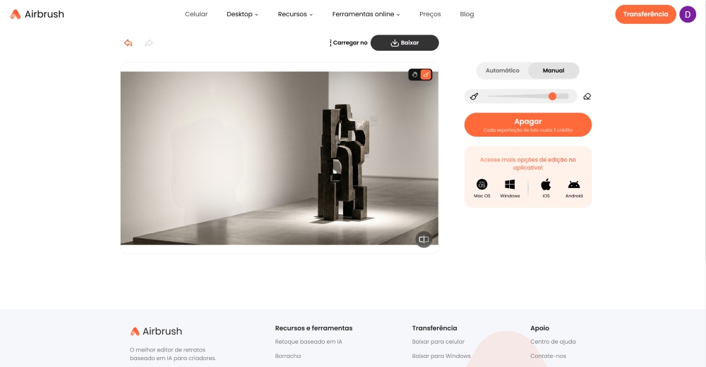 Airbrush Web Screenshot PT - remove shadow ai object remover result