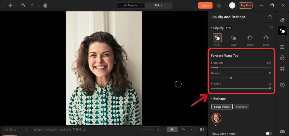 Airbrush Studio Screenshot EN - face reshape 04
