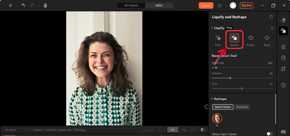 Airbrush Studio Screenshot EN - face reshape 06