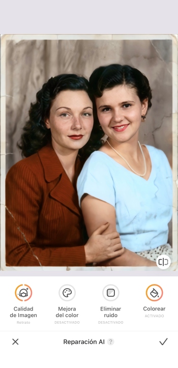 Airbrush App Screenshot ES - restore the photo result