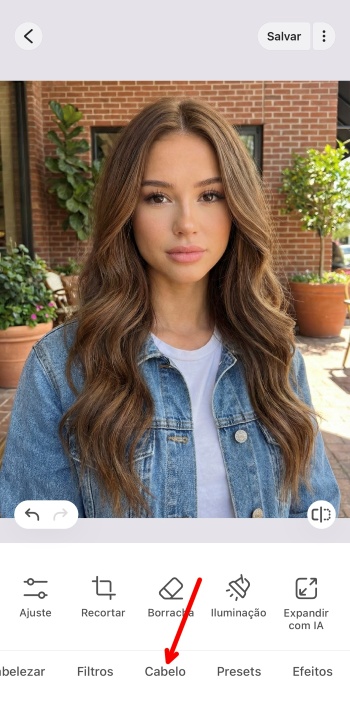 Airbrush App Screenshot PT - add bangs to the photo bangs preset hair