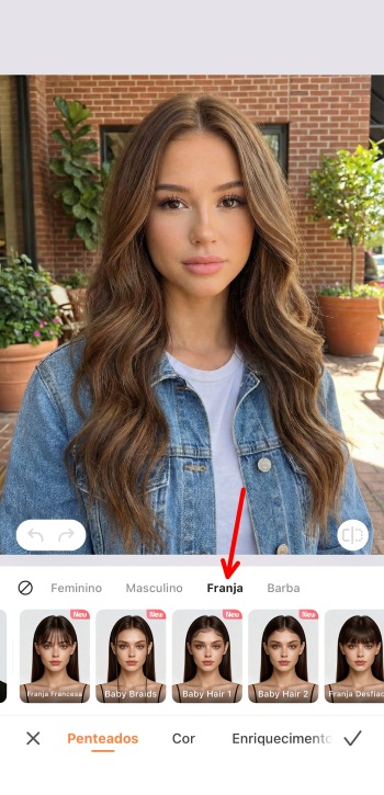 Airbrush App Screenshot PT - add bangs to the photo bangs preset hair bangs