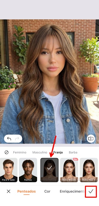 Airbrush App Screenshot PT - add bangs to the photo bangs preset option 2
