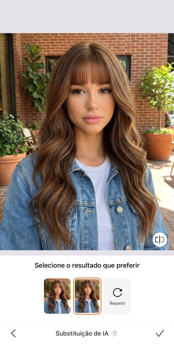 Airbrush App Screenshot PT - add bangs to the photo custom option 1