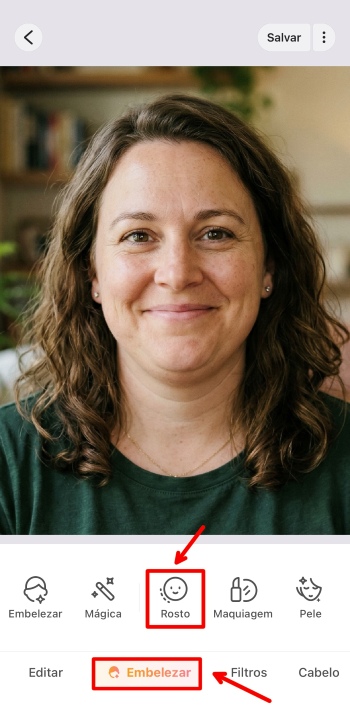 Airbrush App Screenshot PT - remove double chin retouch face