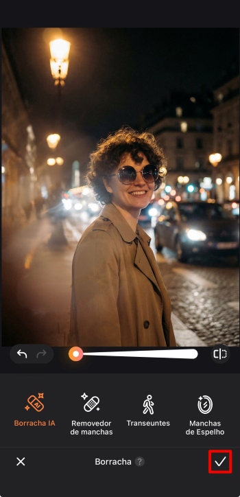 Airbrush App Screenshot PT - remove light reflection ai remover result tick