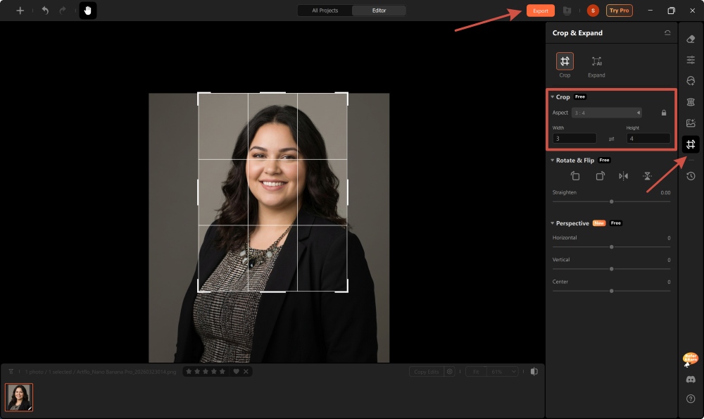 Airbrush Studio Screenshot EN - crop the photo 3x4