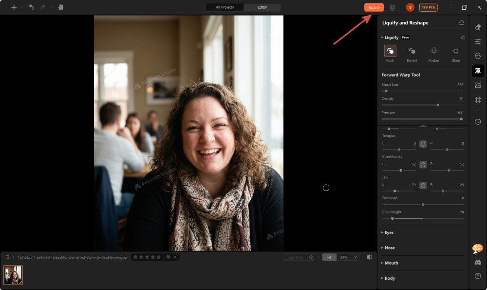 Airbrush Studio Screenshot EN - remove double chin export