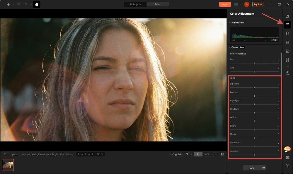 Airbrush Studio Screenshot EN - remove light reflection color adjustment