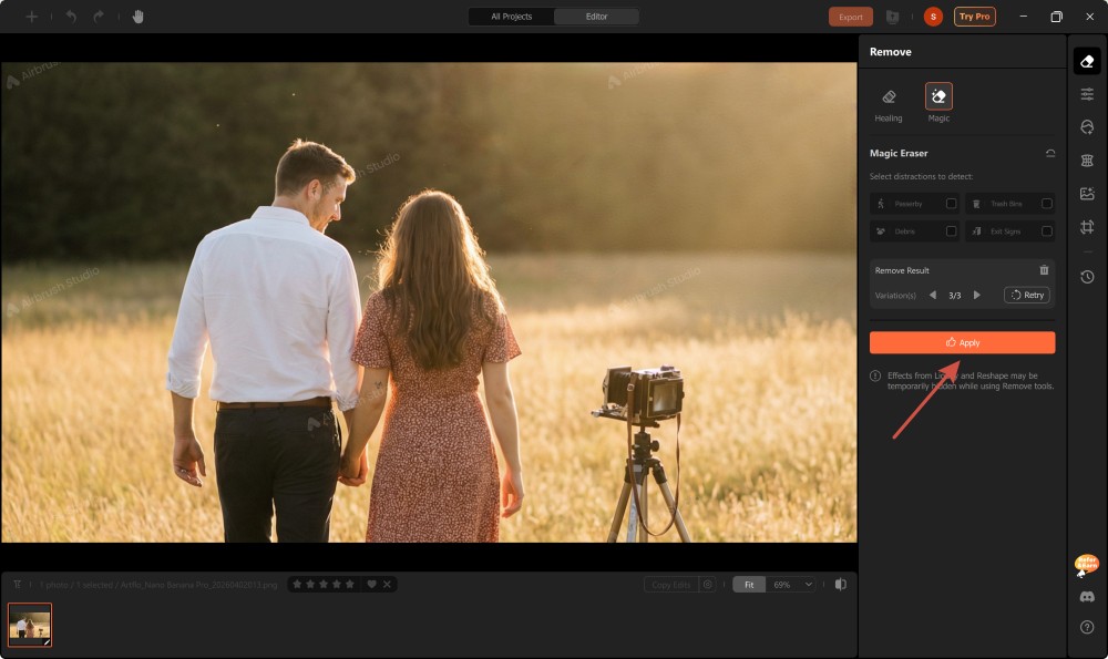 Airbrush Studio Screenshot EN - remove light reflection remove apply