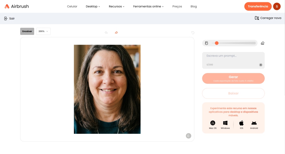 Airbrush Web Screenshot PT - remove double chin upload image
