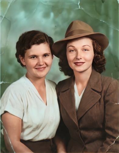 restore photo - two women after