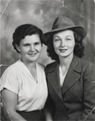 restore photo - two women before